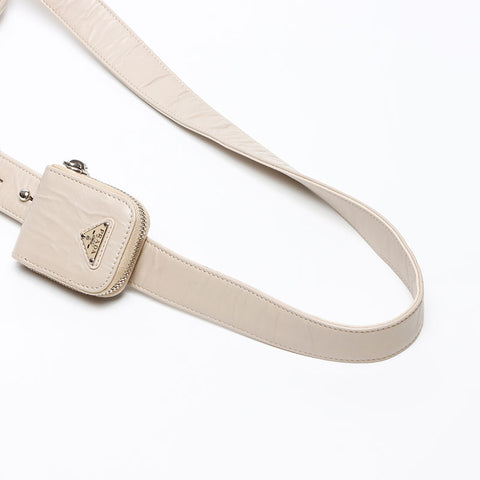PRADA Nappa antique 2way with pouch Shoulder Bag beige WS12974