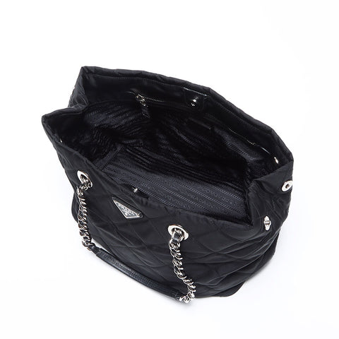 PRADA Padded quilted Tessuto nylon Tote Bag black WS12983