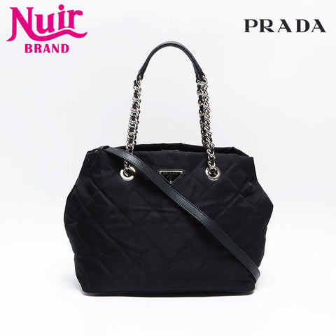 PRADA Padded quilted Tessuto nylon Tote Bag black WS12983