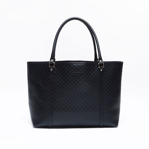 グッチ GUCCI マイクロ GG シマ レザー トートバッグ ブラック WS12998
