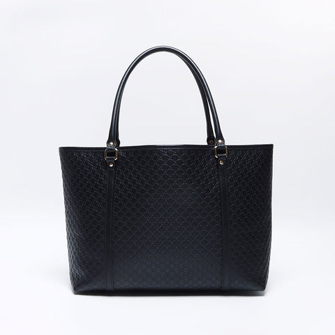 グッチ GUCCI マイクロ GG シマ レザー トートバッグ ブラック WS12998