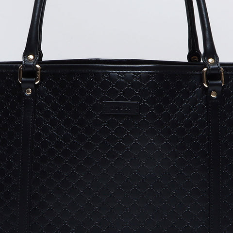 グッチ GUCCI マイクロ GG シマ レザー トートバッグ ブラック WS12998