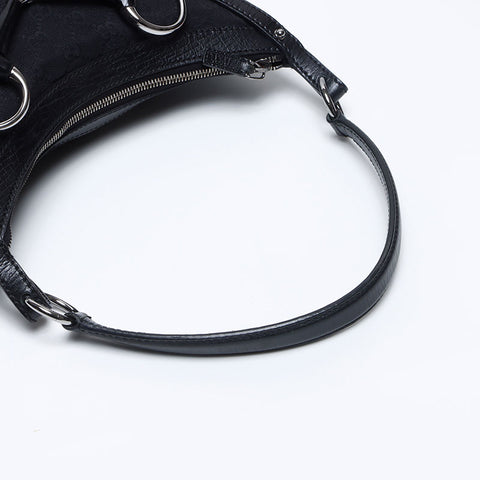 GUCCI GG canvas horsebit Shoulder Bag black WS12999