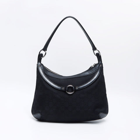 GUCCI GG canvas horsebit Shoulder Bag black WS12999