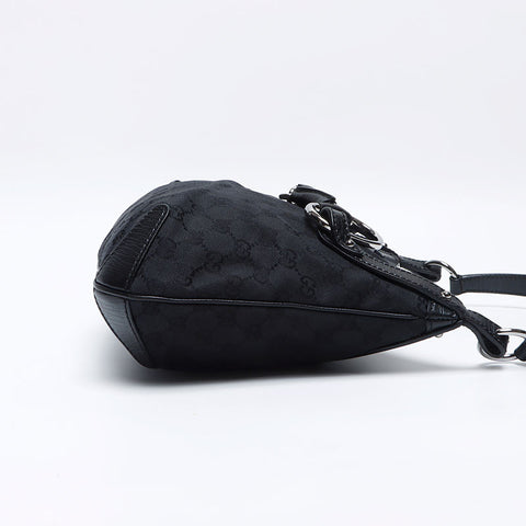 GUCCI GG canvas horsebit Shoulder Bag black WS12999
