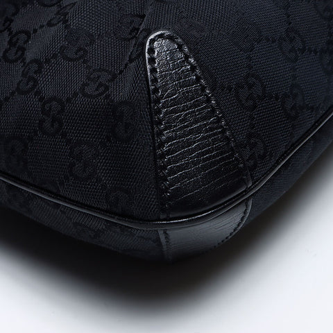 GUCCI GG canvas horsebit Shoulder Bag black WS12999