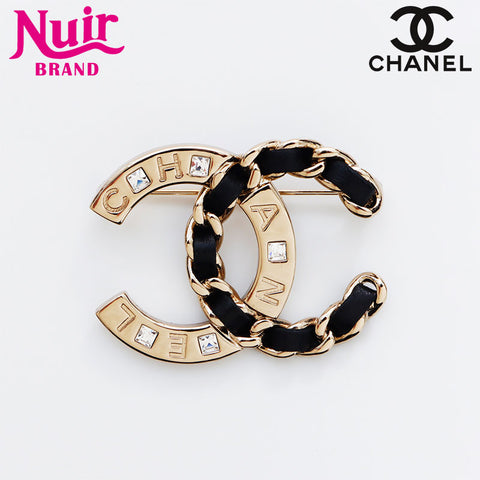 CHANEL B19S 2019 COCO Mark Rhinestone Leather Brooch gold WS13009