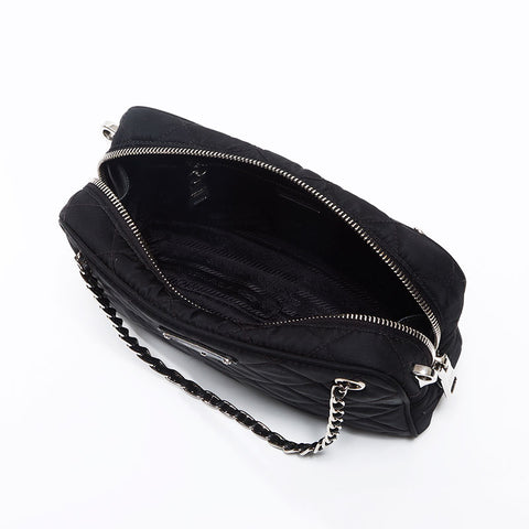 PRADA Quilted Nylon Tessuto Shoulder Bag black WS13019