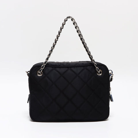 PRADA Quilted Nylon Tessuto Shoulder Bag black WS13019