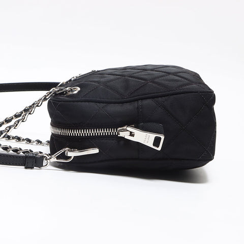 PRADA Quilted Nylon Tessuto Shoulder Bag black WS13019