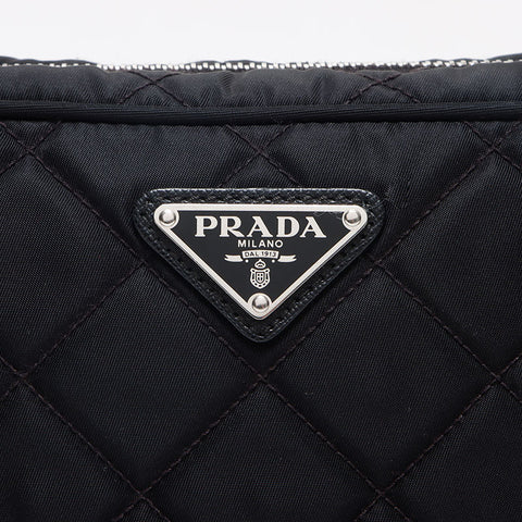 PRADA Quilted Nylon Tessuto Shoulder Bag black WS13019