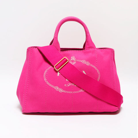 PRADA 2WAY Bag 1BG642 粉色帆布手提包 粉色 WS13021