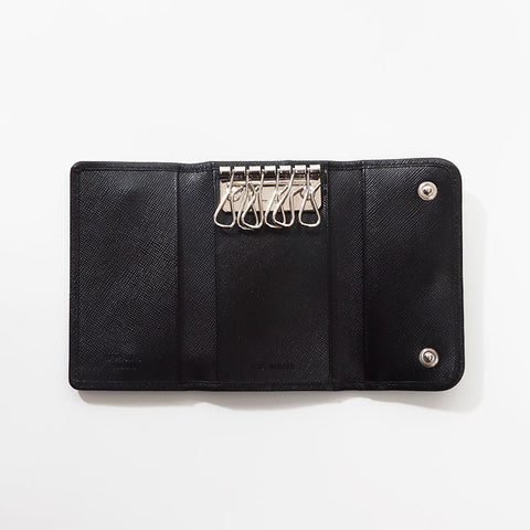 PRADA Saffiano 1MH523 6-row Tessuto Key holder  black WS13022