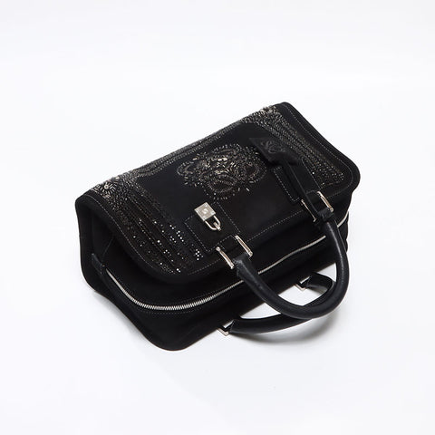 ロエベ LOEWE アマソナ ビーズ 鍵付き スエード ハンドバッグ ブラック WS13027
