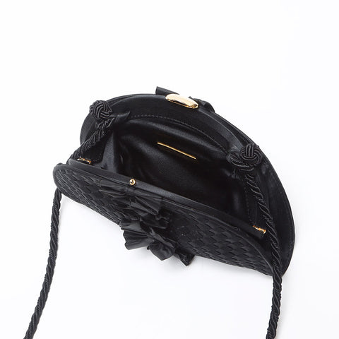 BOTTEGAVENETA INTRECCIATO 荷叶边斜挎包 黑色 WS13028