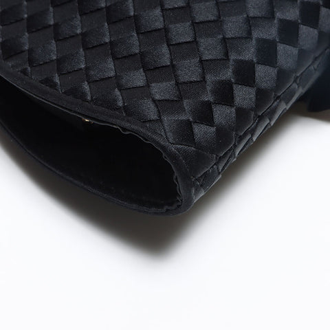 BOTTEGAVENETA INTRECCIATO 荷叶边斜挎包 黑色 WS13028