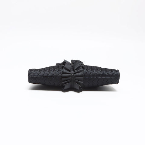 BOTTEGAVENETA INTRECCIATO 荷叶边斜挎包 黑色 WS13028