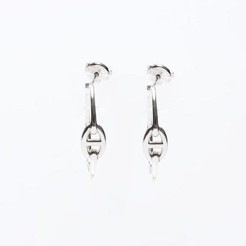 HERMES 925 Chaine Dunk Hoop Pierce Silver WS13035