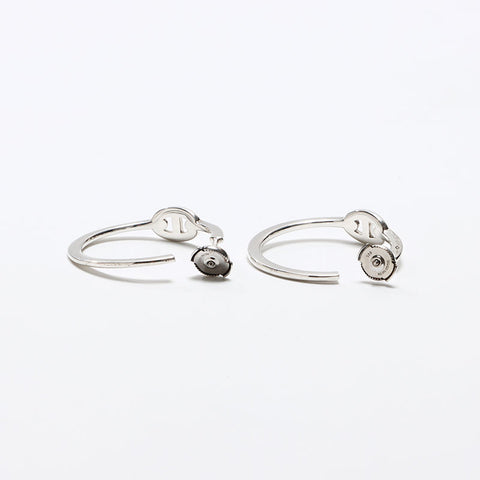 HERMES 925 Chaine Dunk Hoop Pierce Argent WS13035