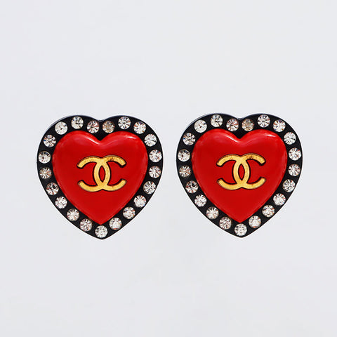 シャネル CHANEL 95P 1995 ハート イヤリング レッド WS13036