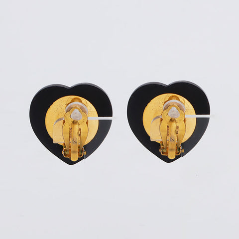 CHANEL 95P 1995 Heart Earring Red WS13036