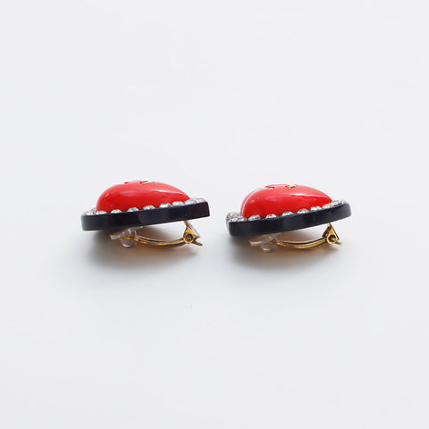 CHANEL 95P 1995 Heart Earring Red WS13036