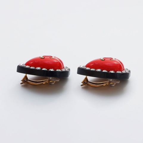 CHANEL 95P 1995 Heart Earring Red WS13036