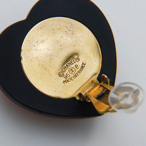 CHANEL 95P 1995 Heart Earring Red WS13036