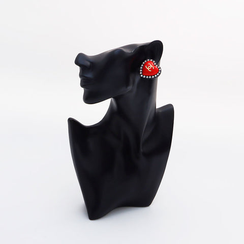 CHANEL 95P 1995 Heart Earring Red WS13036