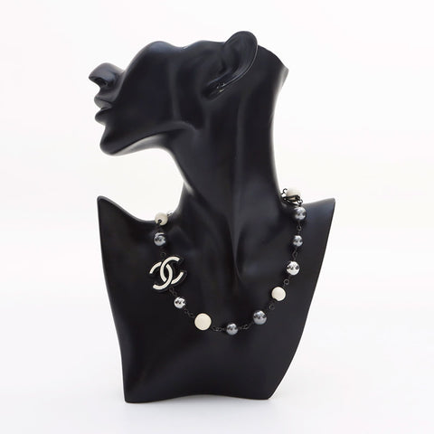 CHANEL B13B Resin COCO Mark Choker 2013 Necklace black WS13037