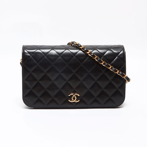 シャネル CHANEL フルフラップ チェーン ラムスキン プッシュロック 5番台 1999-2000年 ショルダーバッグ ブラック WS13039