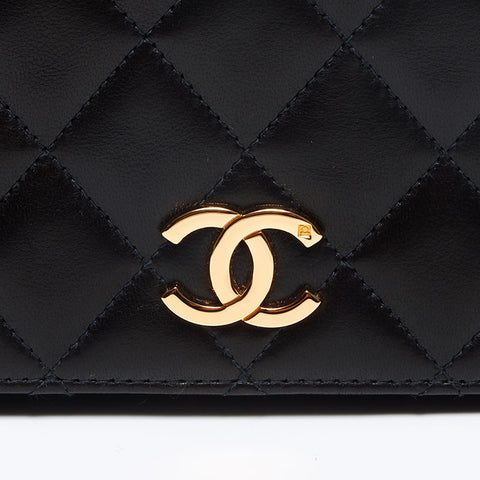 シャネル CHANEL フルフラップ チェーン ラムスキン プッシュロック 5番台 1999-2000年 ショルダーバッグ ブラック WS13039
