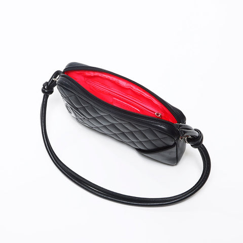 CHANEL Cambon Line Leather 10 Series 2005-2006 Shoulder Bag black WS13043