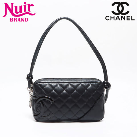CHANEL Cambon Line Leather 10 Series 2005-2006 Shoulder Bag black WS13043