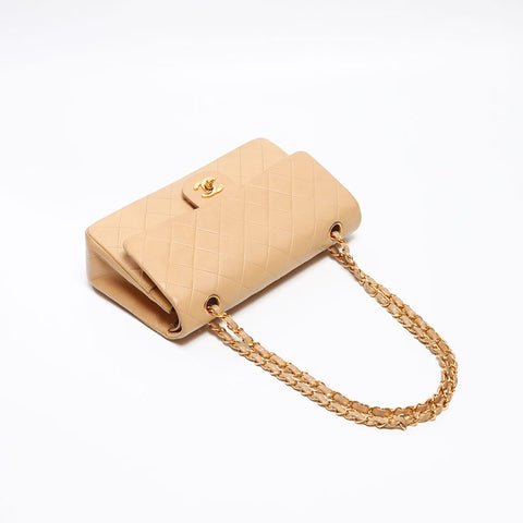 シャネル CHANEL ラムスキン マトラッセ 25cm ダブルフラップ 3番台 ショルダーバッグ ベージュ WS13044