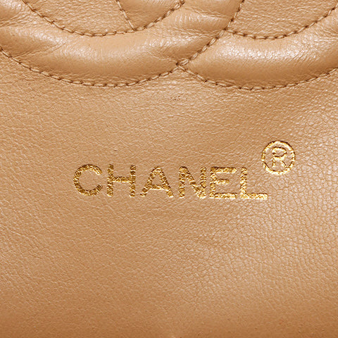 シャネル CHANEL ラムスキン マトラッセ 25cm ダブルフラップ 3番台 ショルダーバッグ ベージュ WS13044
