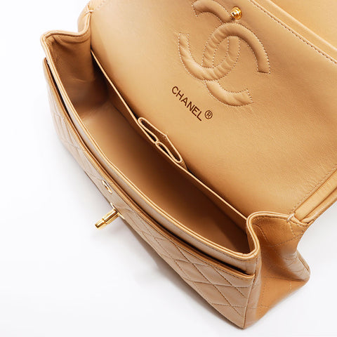 シャネル CHANEL ラムスキン マトラッセ 25cm ダブルフラップ 3番台 ショルダーバッグ ベージュ WS13044