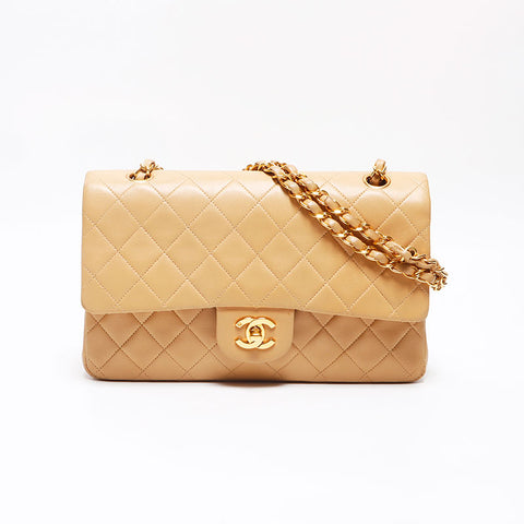 シャネル CHANEL ラムスキン マトラッセ 25cm ダブルフラップ 3番台 ショルダーバッグ ベージュ WS13044