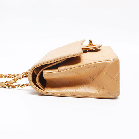 シャネル CHANEL ラムスキン マトラッセ 25cm ダブルフラップ 3番台 ショルダーバッグ ベージュ WS13044