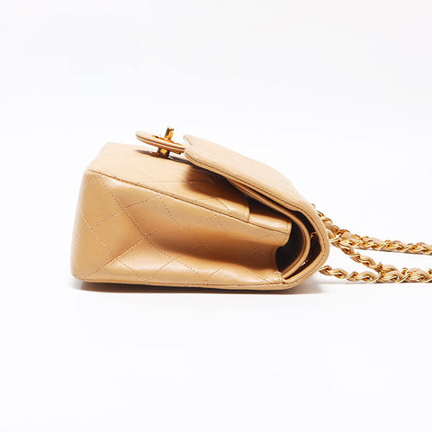 シャネル CHANEL ラムスキン マトラッセ 25cm ダブルフラップ 3番台 ショルダーバッグ ベージュ WS13044