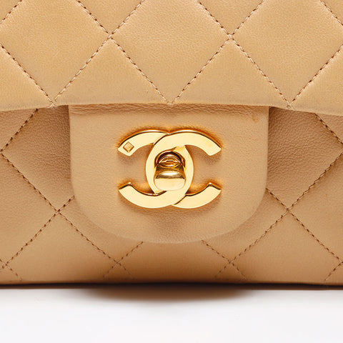 シャネル CHANEL ラムスキン マトラッセ 25cm ダブルフラップ 3番台 ショルダーバッグ ベージュ WS13044