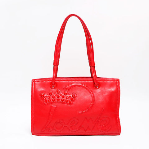 LOEWE 标志皮革单肩包红色 WS13048