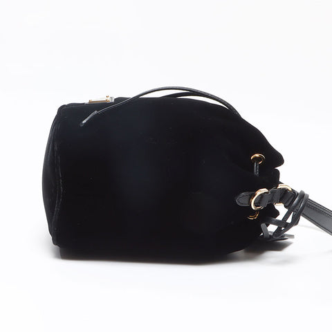 プラダ PRADA ベロア 巾着 ショルダーバッグ ブラック WS13054