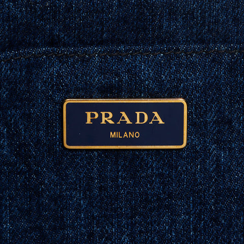 PRADA Canapa 牛仔布 M 手提包海军蓝 WS13056