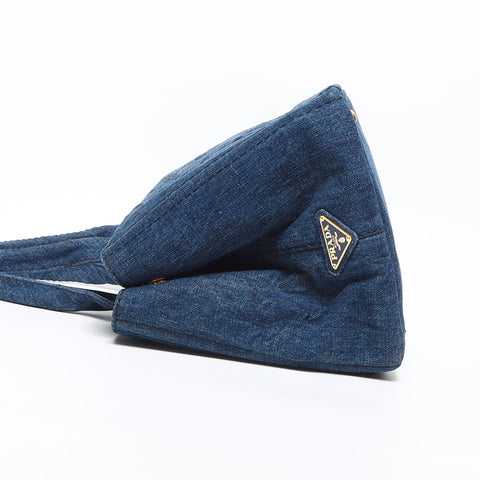 PRADA Canapa 牛仔布 M 手提包海军蓝 WS13056