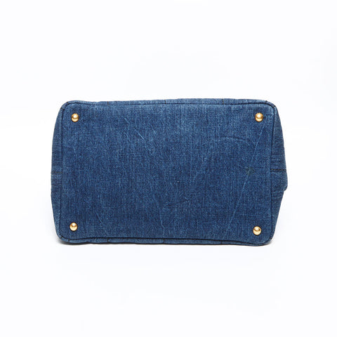 PRADA Canapa 牛仔布 M 手提包海军蓝 WS13056