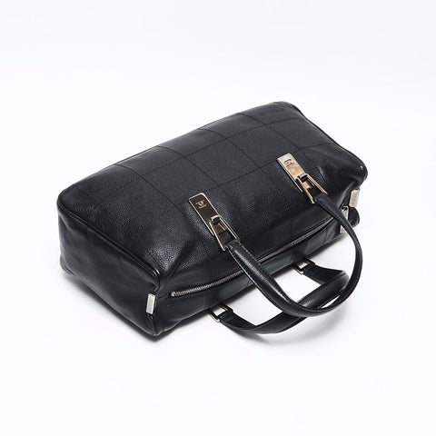 シャネル CHANEL チョコバー レザー ボーリングバッグ ボストンバッグ ブラック WS13059