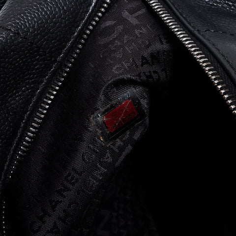 シャネル CHANEL チョコバー レザー ボーリングバッグ ボストンバッグ ブラック WS13059