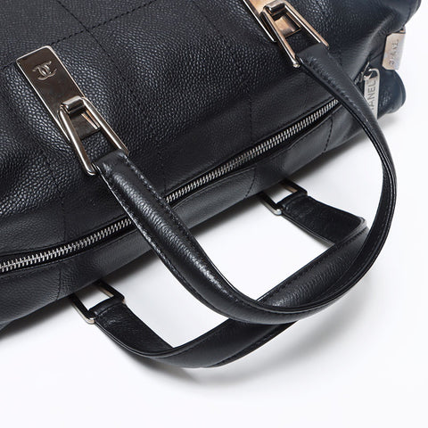 シャネル CHANEL チョコバー レザー ボーリングバッグ ボストンバッグ ブラック WS13059