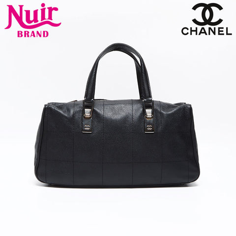 シャネル CHANEL チョコバー レザー ボーリングバッグ ボストンバッグ ブラック WS13059